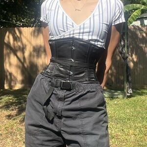 Black Orchard Steel Boned Waspie Underbust Corset Size 20